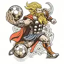 thor and soccer ball tattoo design idea