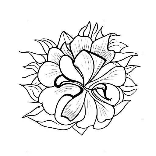 a heart with a daffodil and violet coming out of it with the years 1968 and 2003 on it tattoo design idea