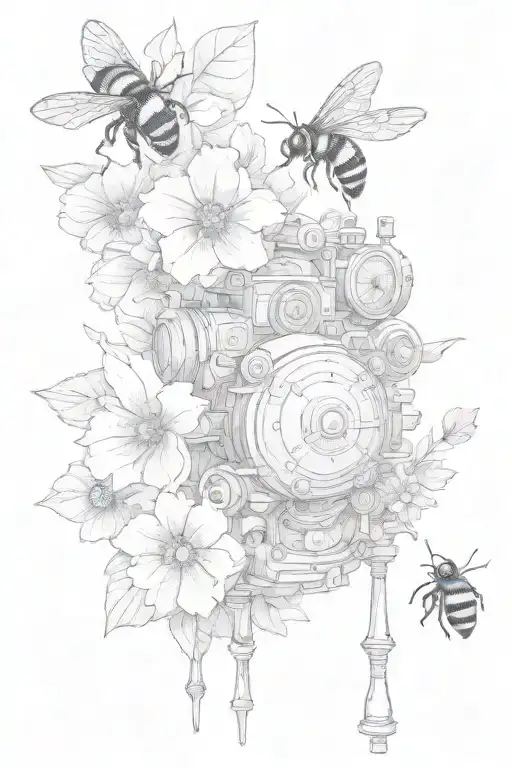 ARSENAL CANNON. BUMBLE BEE. HARLEY tattoo design idea