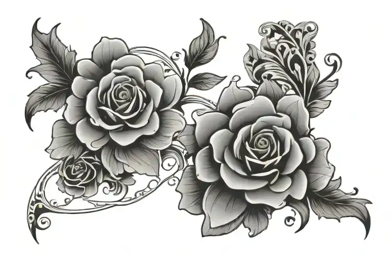 Squares, rectangles with floral design around it tattoo design idea