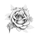 sexy anime girl with flowers around her tattoo design idea