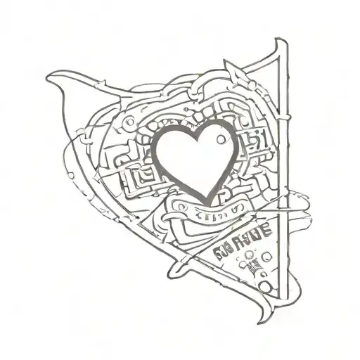 A sketch tattoo of a heart-shaped concert ticket with the client's favorite band's name, showcasing their love for concerts and music tattoo design idea