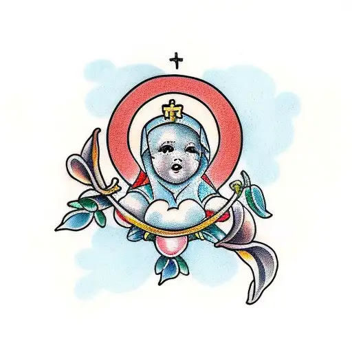 mary baby jesus  tattoo design idea