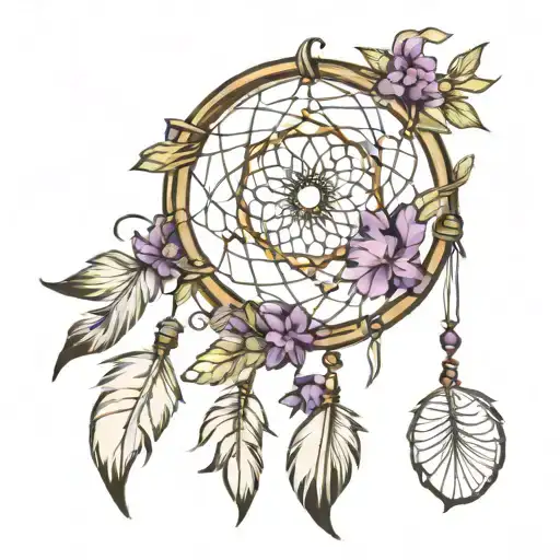 dream catcher with amethyst in place of string tattoo design idea
