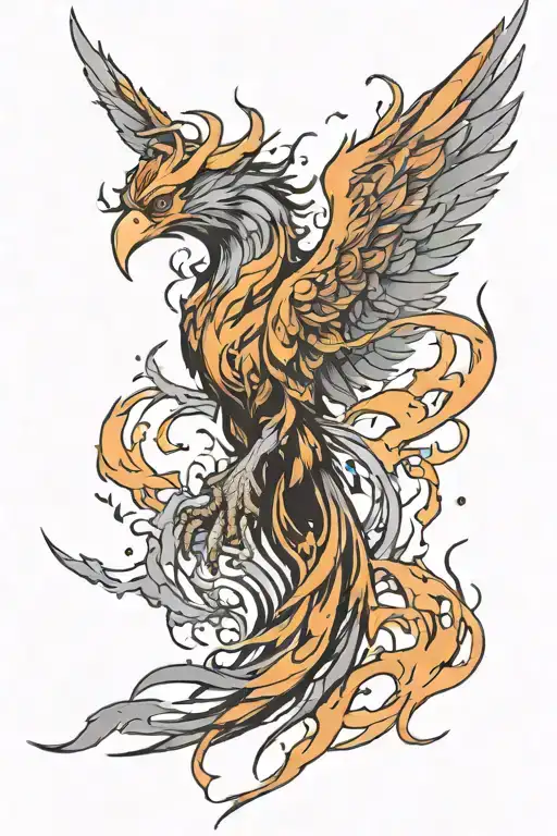 phoenix rising from ashes tattoo design idea