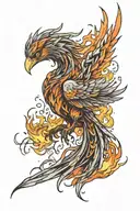 phoenix rising from ashes tattoo design idea