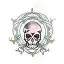 lantern rope skeleton tattoo design idea