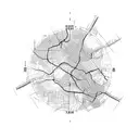 Marathon route map with landmarks tattoo design idea