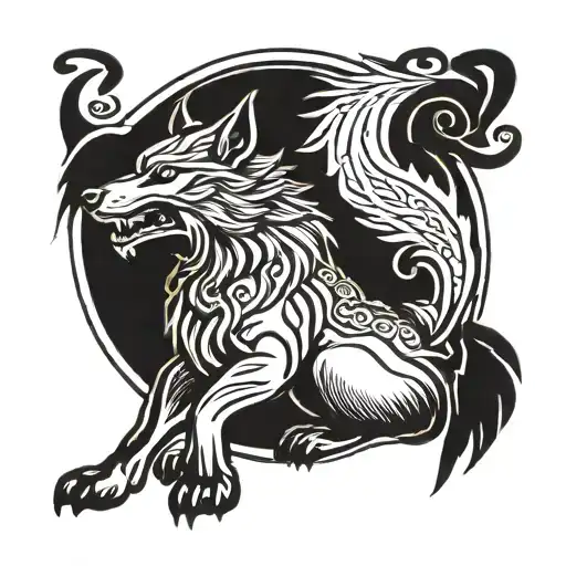 fenrir viking norse wolf tattoo design idea