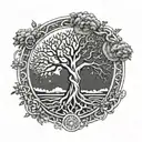Tree of Life with Ouroboros Frame tattoo design idea