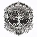 Tree of Life with Ouroboros Frame tattoo design idea
