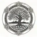 Tree of Life with Ouroboros Frame tattoo design idea