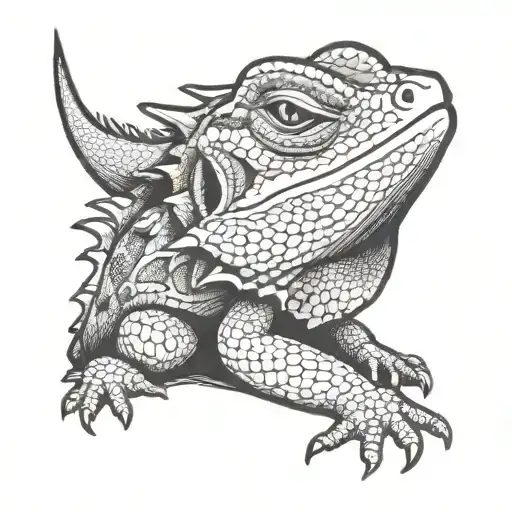 bearded dragon lizard smoking tattoo design idea