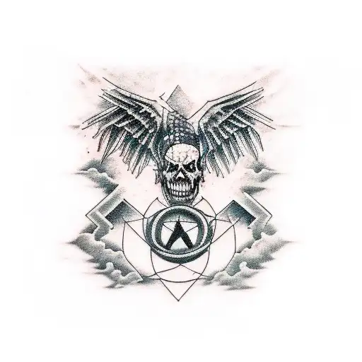 angeled soldier of linkin park's cd 'hybrid theory without any letters or background ' full black with red shading tattoo design idea