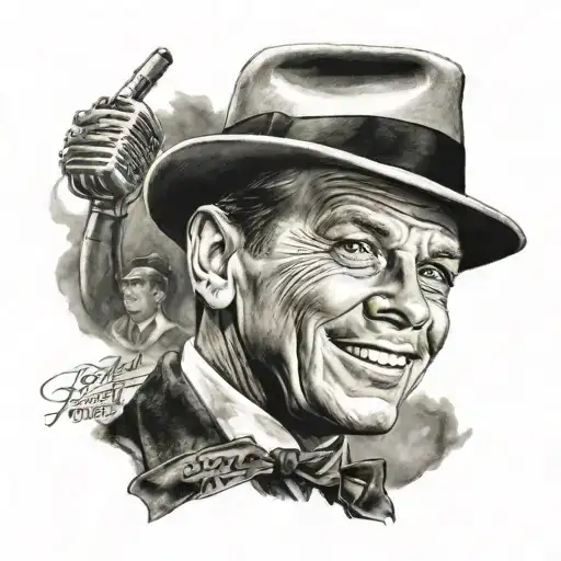 frank sinatra and the words "hey old son" tattoo design idea