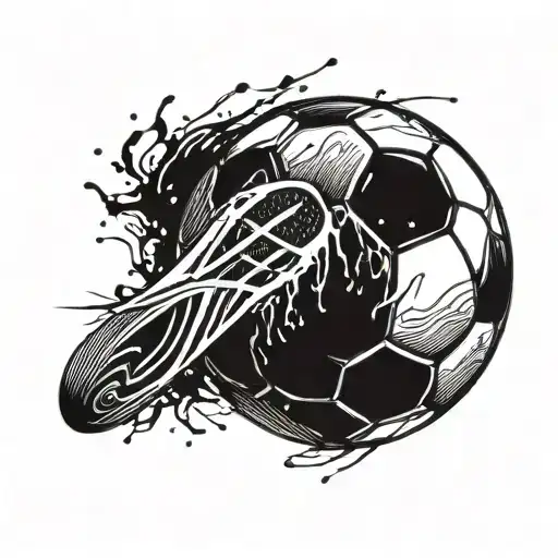 A soccer ball morphing into a paintbrush, symbolizing the connection between art and sports tattoo design idea