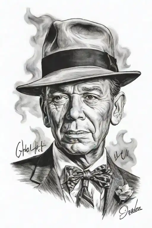 frank sinatra and the words "hey old son" tattoo design idea