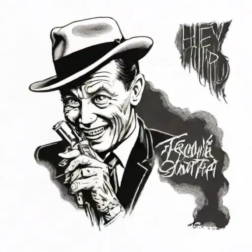 frank sinatra and the words "hey old son" tattoo design idea