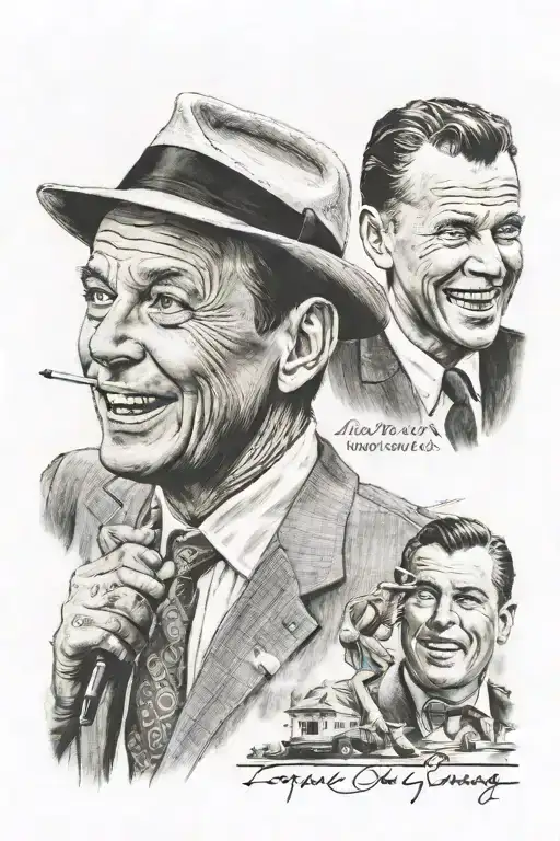 frank sinatra and the words "hey old son" tattoo design idea