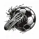 A soccer ball morphing into a paintbrush, symbolizing the connection between art and sports tattoo design idea