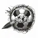 A soccer ball morphing into a paintbrush, symbolizing the connection between art and sports tattoo design idea