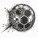 A soccer ball morphing into a paintbrush, symbolizing the connection between art and sports tattoo design idea