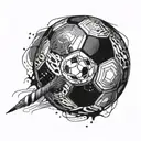 A soccer ball morphing into a paintbrush, symbolizing the connection between art and sports tattoo design idea