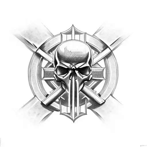 Iron cross with skull tattoo design idea