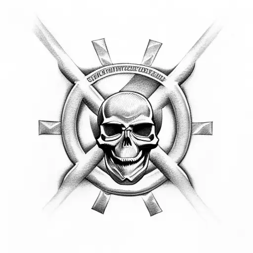 Iron cross with skull tattoo design idea