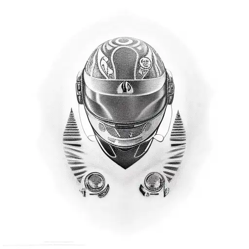 a formula 1 car with lando Norris on the side  tattoo design idea