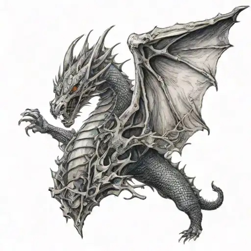 dragon on chest and arm from lord of the ring finger tattoo design idea