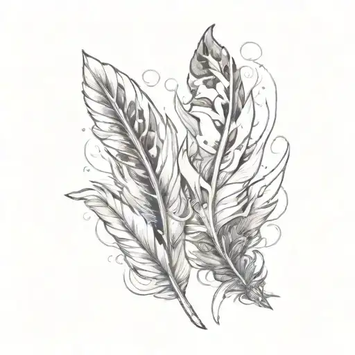 pair of feathers from Xayah and rakan from league of legends featuring fire tints tattoo design idea