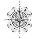 old compass with flowers and dates tattoo design idea