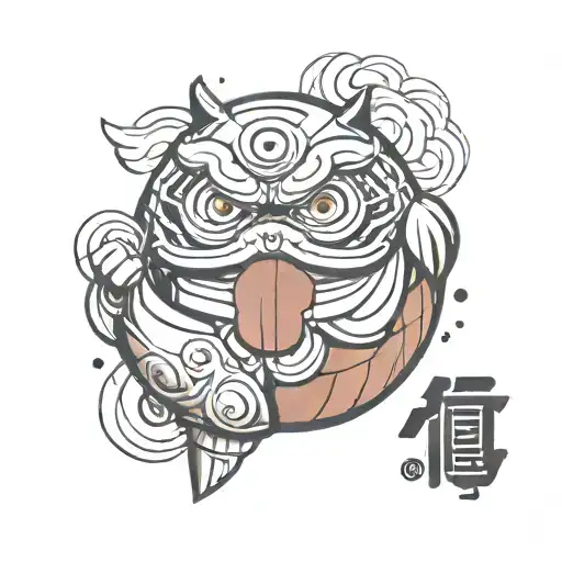 simple  daruma doll gundam tattoo design idea
