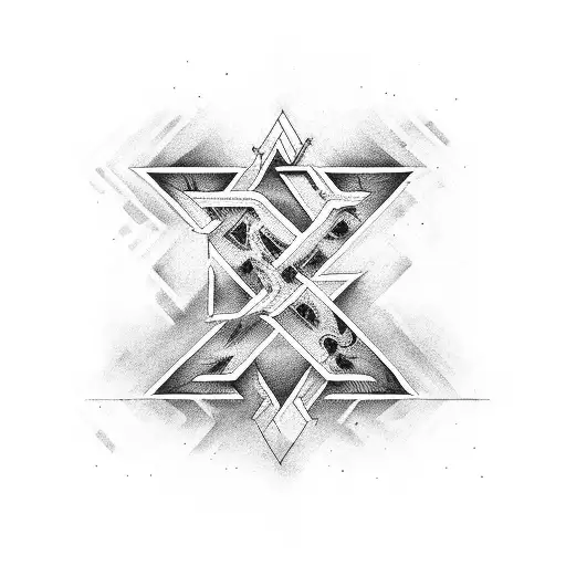 use the letters RET overlapped tattoo design idea