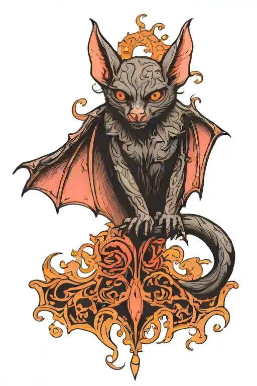 Vampire Bat with Gothic Filigree tattoo design idea