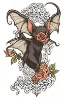 Vampire Bat with Gothic Filigree with a rose tattoo design idea