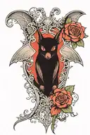 Vampire Bat with Gothic Filigree with a rose tattoo design idea