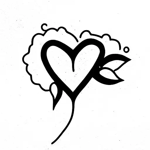 heart with cosmo flower tattoo design idea