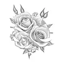 thin sword with roses and thorns going through it  tattoo design idea