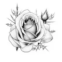 thin sword with roses and thorns going through it  tattoo design idea