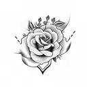 thin sword with roses and thorns going through it  tattoo design idea