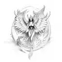 Witch with angels and demons' wing tattoo design idea