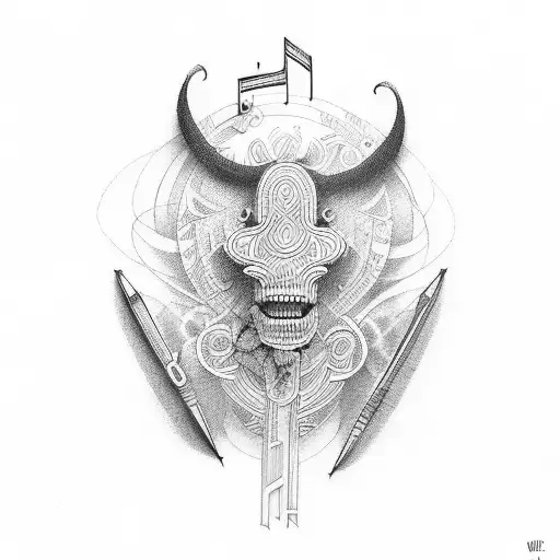 music stave transformed into ta moko tattoo design idea