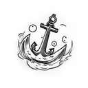 anchor with tsunami tattoo design idea