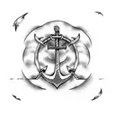 anchor with tsunami tattoo design idea