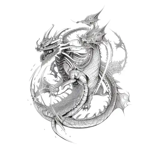 cyberpunk dragon  tattoo design idea