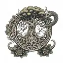 ouroboros around the tree of life tattoo design idea