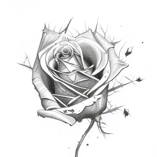 black roses sharp thorns blood drops tattoo design idea