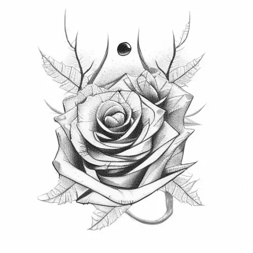 black roses sharp thorns blood drops tattoo design idea